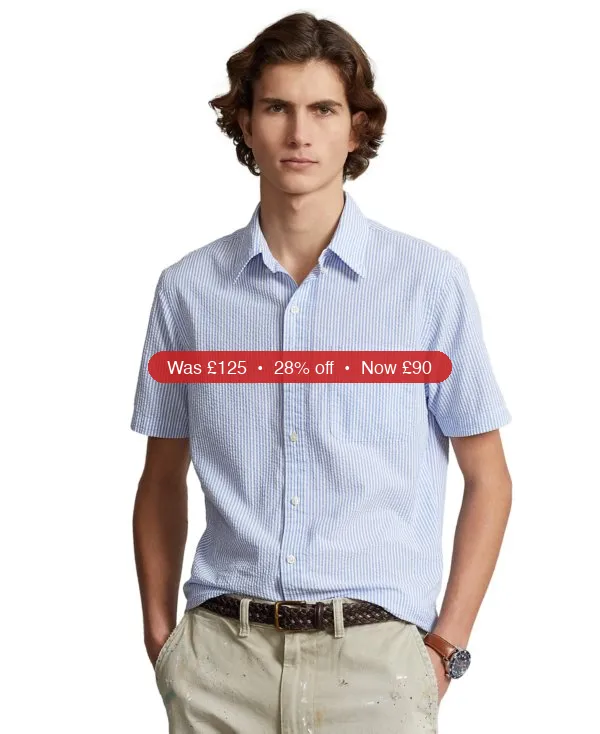 Polo Ralph Lauren Men's RL Prepster Classic-Fit Seersucker Shirt - 28% Off