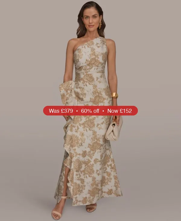 Donna Karan New York Women's One-Shoulder Side Ruffle Gown - 60% Off