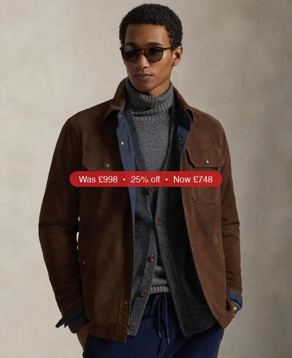 Polo Ralph Lauren Men's Reversible Suede-Taffeta Shirt Jacket - 25% Off