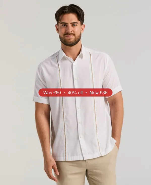 Cubavera Men's Pick Stitch Panel Short Sleeve Button-Down Shirt - 40% Off
