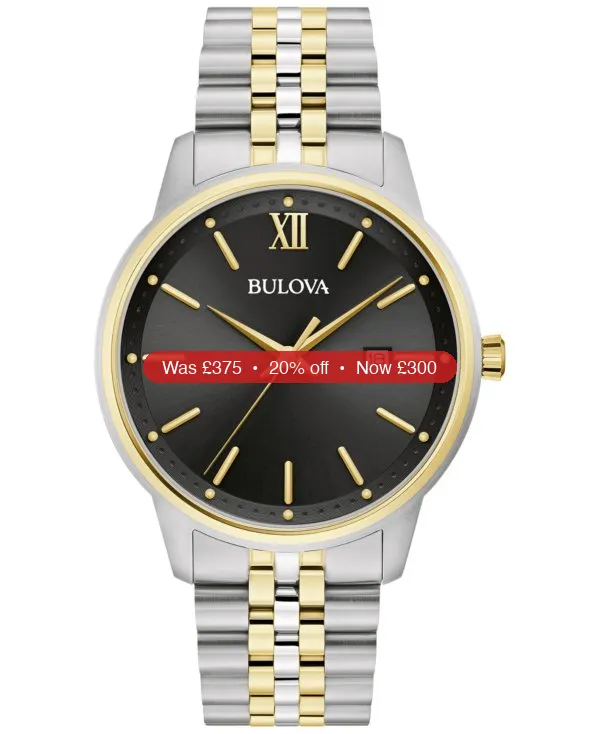Bulova Men's Classic Two-Tone Stainless Steel Bracelet Watch 41mm - 20% Off
