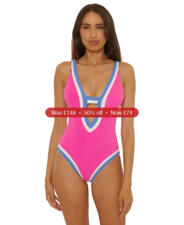 Becca Women's Rib Color-Block One-Piece Swimsuit - 50% Off