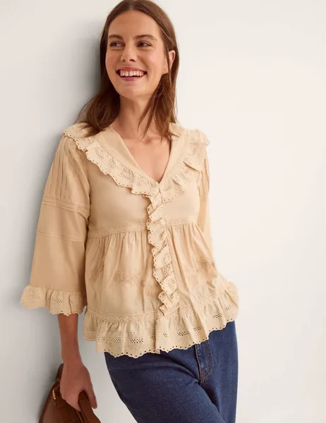 Monsoon Pure Cotton Embroidered Blouse - 31% Off