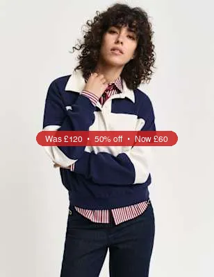 GANT Pure Cotton Colour Block Rugby Top - 50% Off