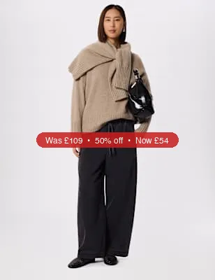 Whistles Cotton Blend Barrel Leg Trousers - 50% Off