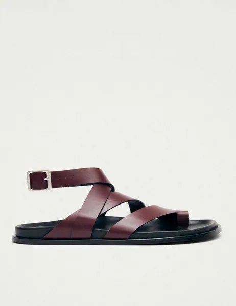 Alohas Leather Strappy Flat Slingback Sandals - 61% Off