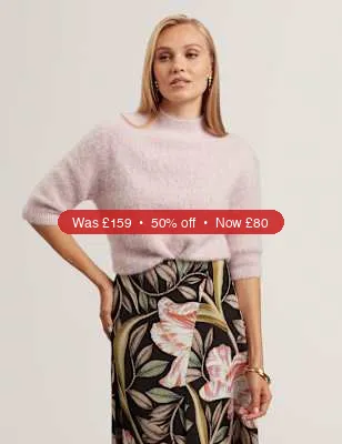 Ted Baker Alpaca Rich Brushed Mock Neck Jumper - 50% Off