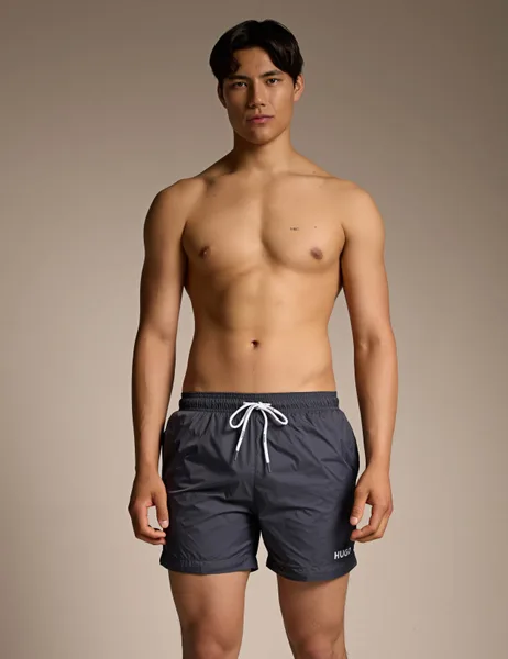 Hugo HAITI Logo Print Swim Shorts - 11% Off