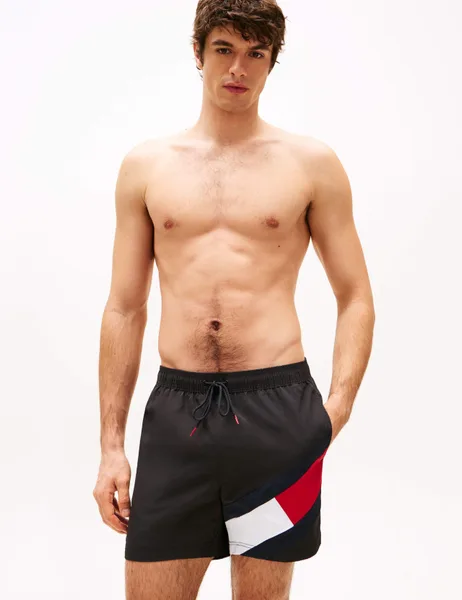 Tommy Hilfiger Pocketed Signature Flag Swim Shorts - 58% Off