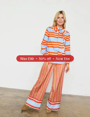 Never Fully Dressed Striped Wide Leg Trousers - 50% Off
