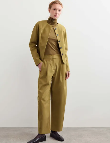 JAEGER Cotton Modal Barrel Leg Trousers - 30% Off