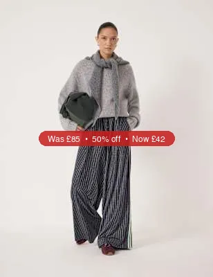 HUSH Striped Wide Leg Trousers - 50% Off