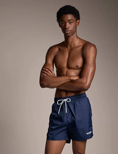 Hugo HAITI Logo Print Swim Shorts - 11% Off