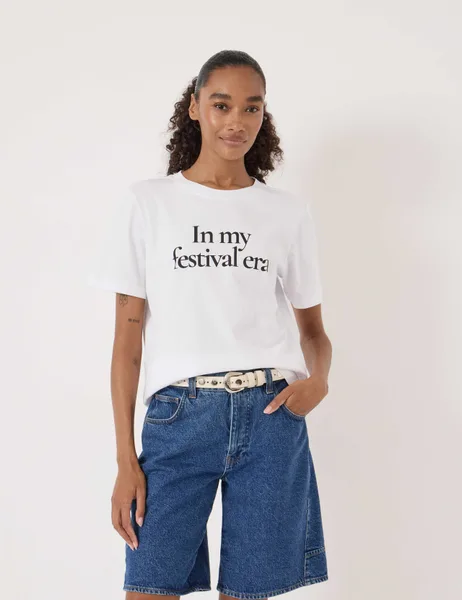 HUSH Pure Cotton Festival Slogan T-Shirt - 60% Off