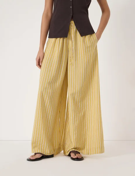 HUSH Striped Elasticated Waist Wide Leg Trousers - 40% Off