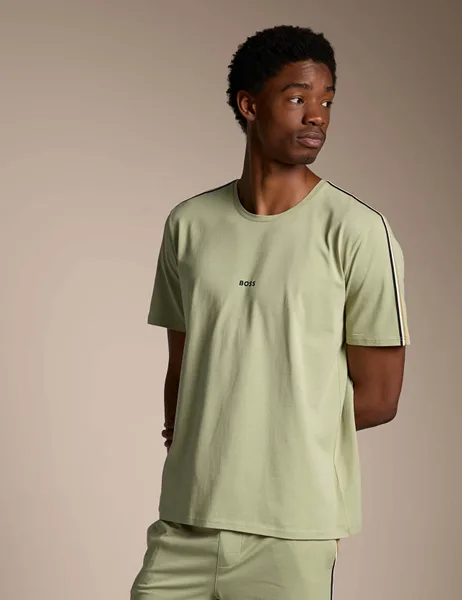 Boss Cotton Rich Signature Stripe Trim T-Shirt - 44% Off