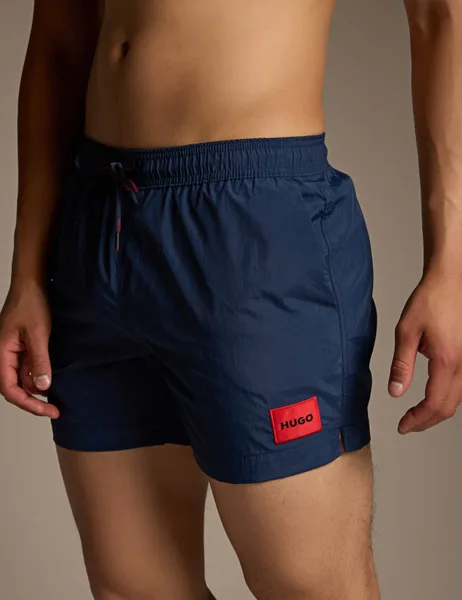 Hugo Dominica Swim Shorts with Logo Label - 36% Off