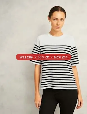 HOBBS Wool Blend Striped T-Shirt - 50% Off