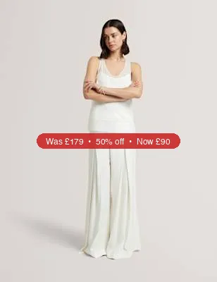 Ted Baker Pleat Front Wide Leg Trousers - 50% Off