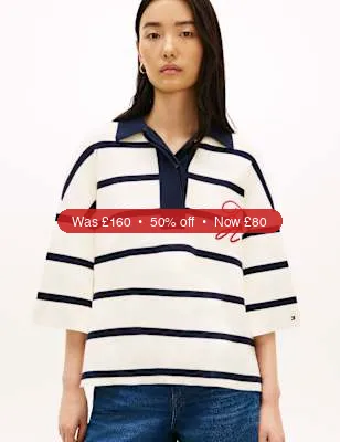 Tommy Hilfiger Premium Knit Pure Cotton Oversized Polo Jumper - 50% Off