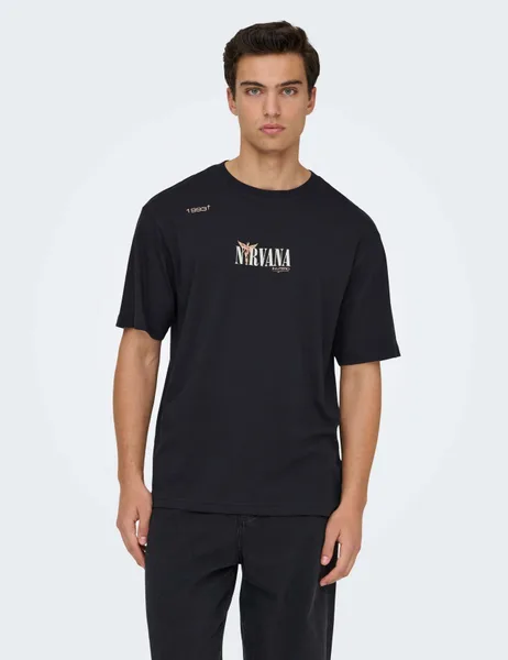 ONLY & SONS Pure Cotton Nirvana T-Shirt - 50% Off