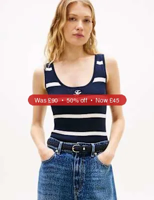 Tommy Hilfiger Pure Cotton Striped Tank Top - 50% Off