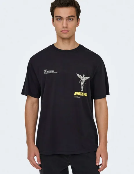 ONLY & SONS Pure Cotton Nirvana T-Shirt - 50% Off