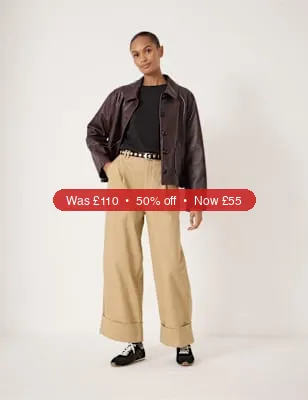 HUSH Pure Cotton Wide Leg Trousers - 50% Off