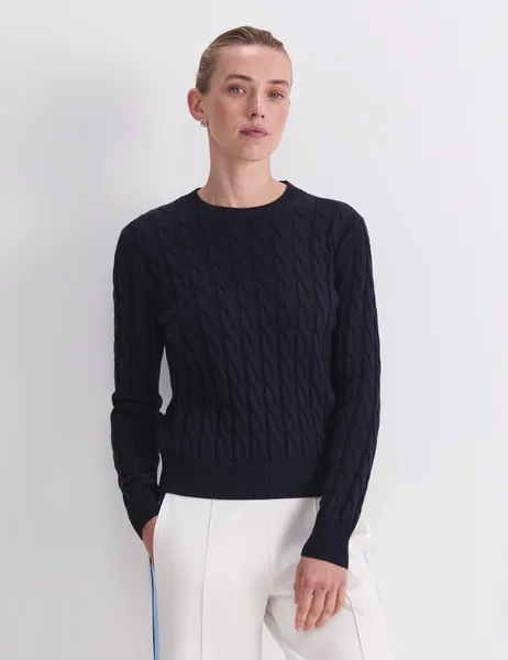 Sportscraft Pure Merino Wool Cable Knit Crew Neck Jumper - 40% Off