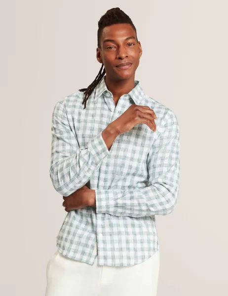Ted Baker Regular Fit Cotton Rich Textured Check Shirt - 63% Off