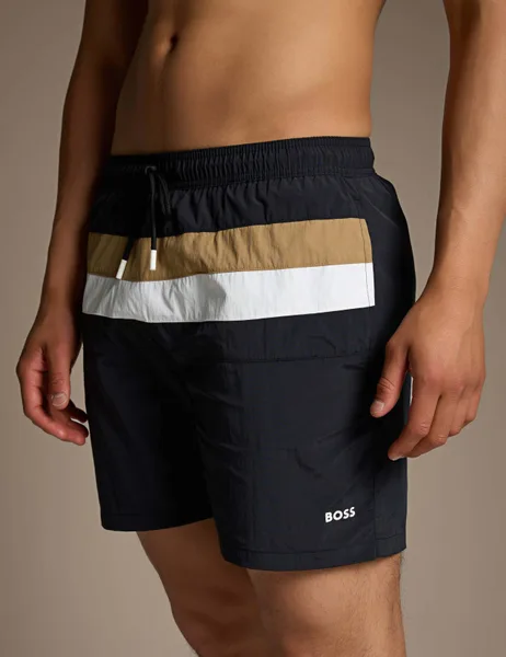 Boss Striped Swim Shorts - 64% Off