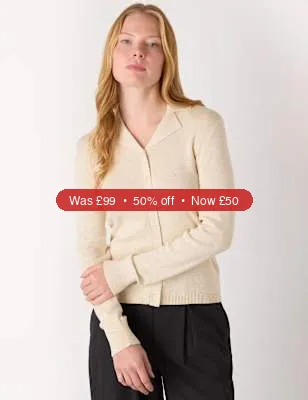 Whistles Phoebe Cotton Rich Collared Knitted Top - 50% Off