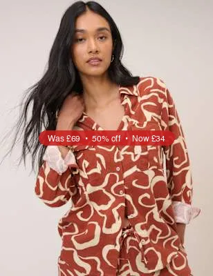 Nobody's Child Linen Rich Printed Shirt - 50% Off