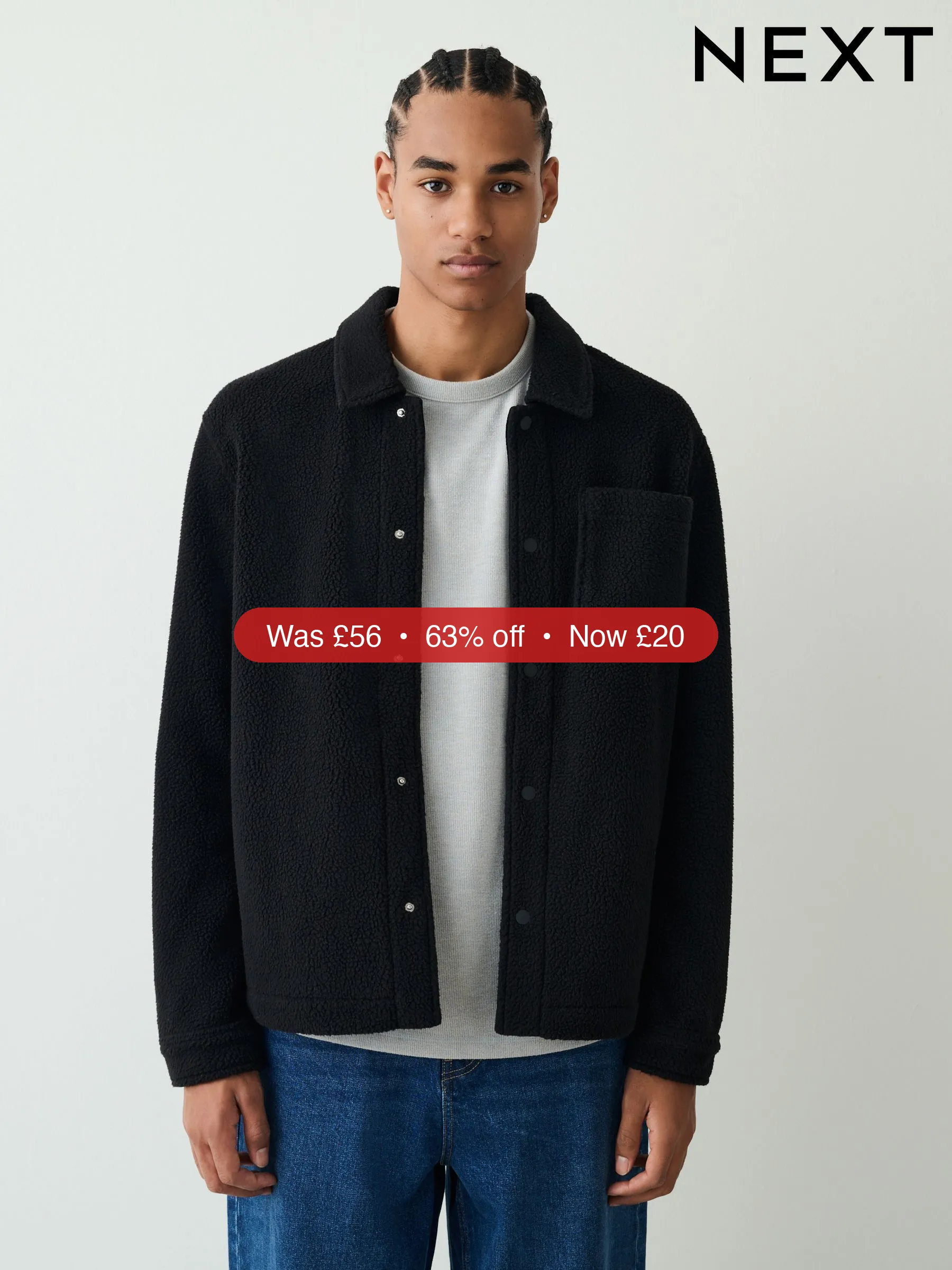 Next Black Fleece Shacket - 63% Off