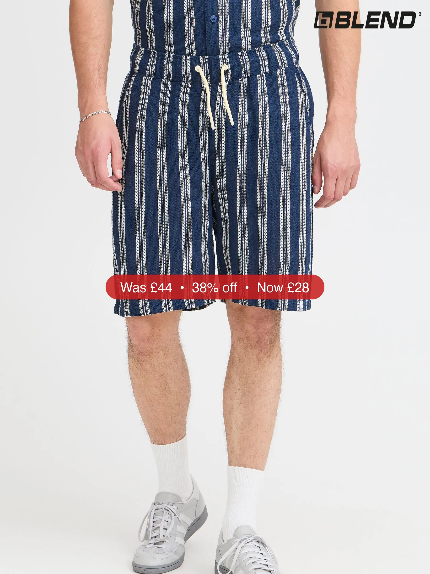 Next Blend Blue Textured Striped Shorts - 38% Off