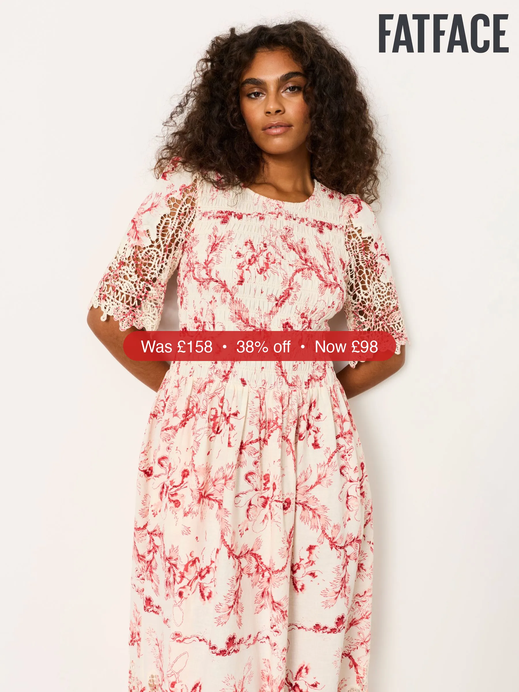 Next FatFace Alice Ivory Vintage Bloom Midi Dress - 38% Off