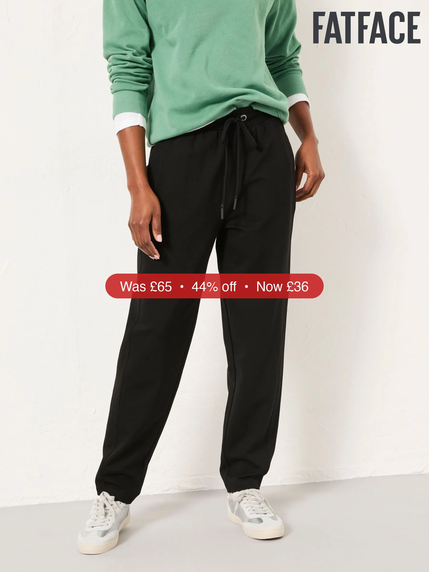 Next FatFace Cleo Black Tapered Leg Ponte Trouser - 44% Off