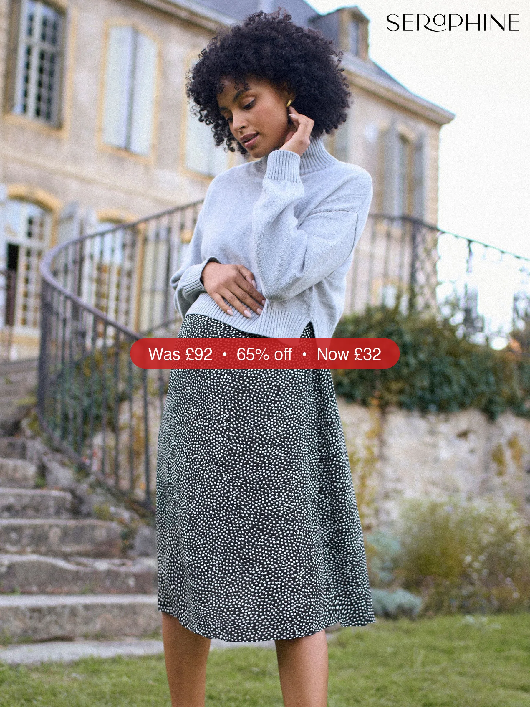 Next Seraphine Grey Marl & Black Polka Dot Maternity & Nursing Knit Top Dress - 65% Off