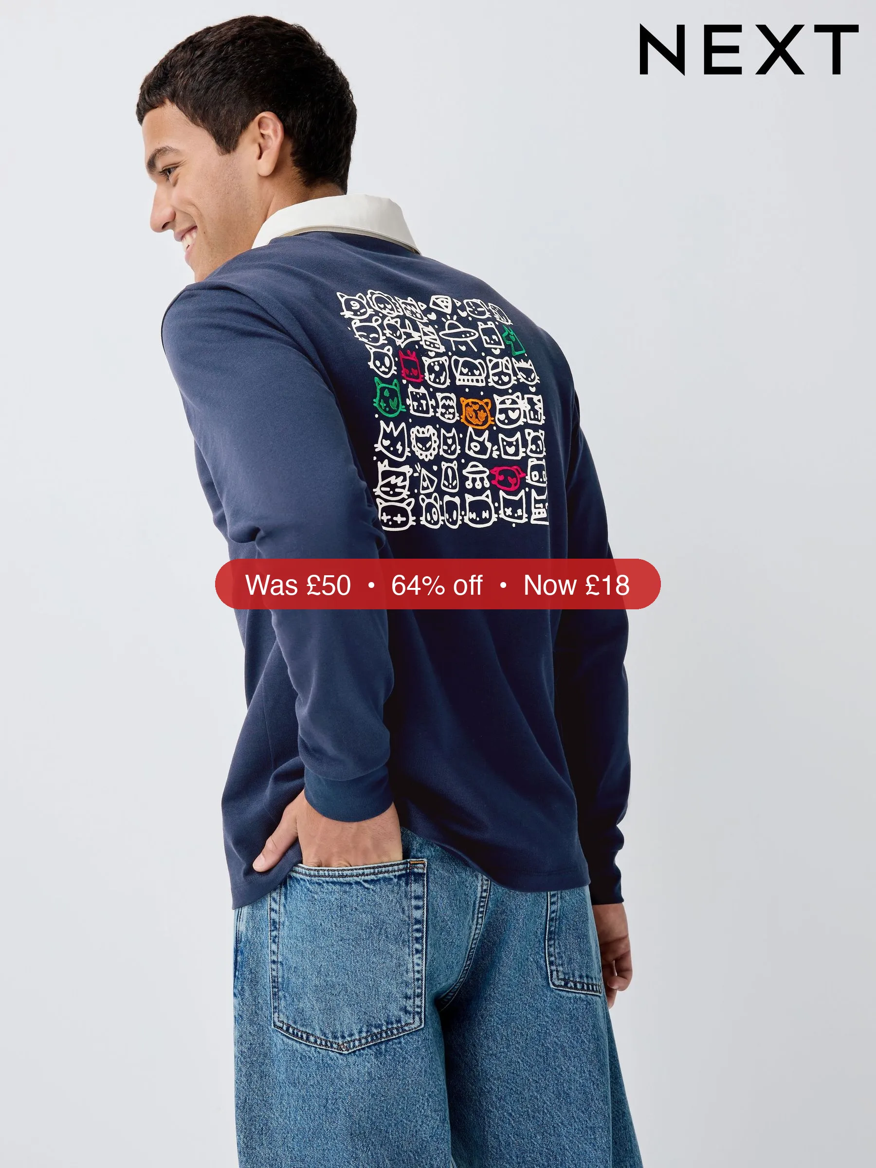 Next Navy Blue Tot Cat Rugby Shirt - 64% Off