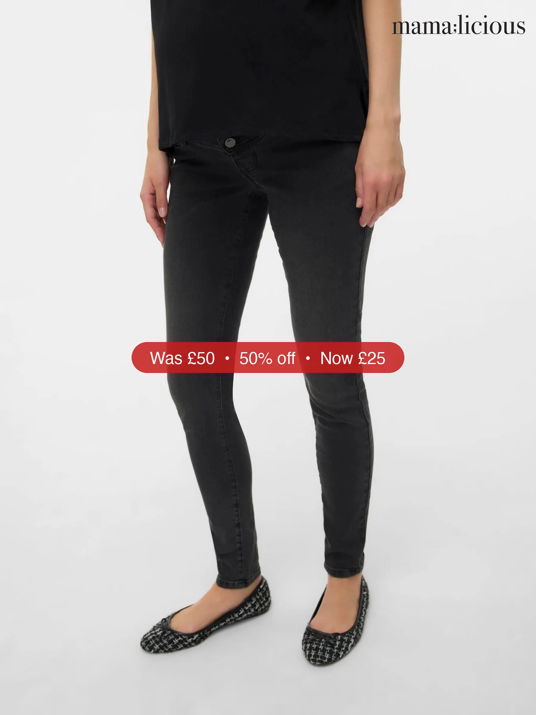 Next Mamalicious Grey Slim Fit Maternity Jeans - 50% Off