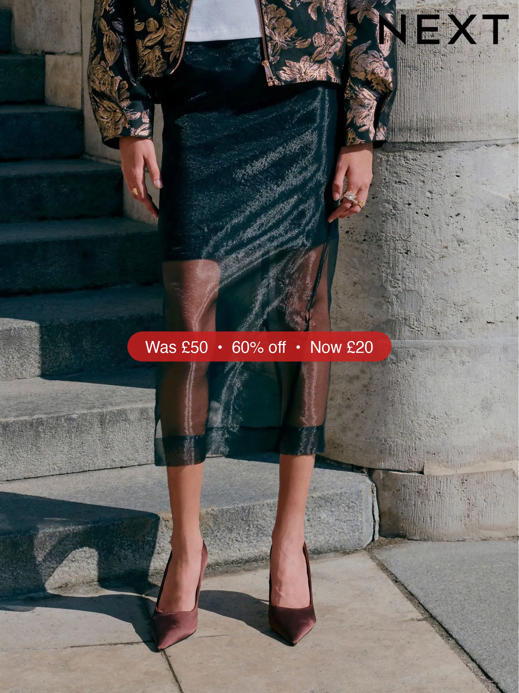 Next Black Sheer Pencil Skirt - 60% Off