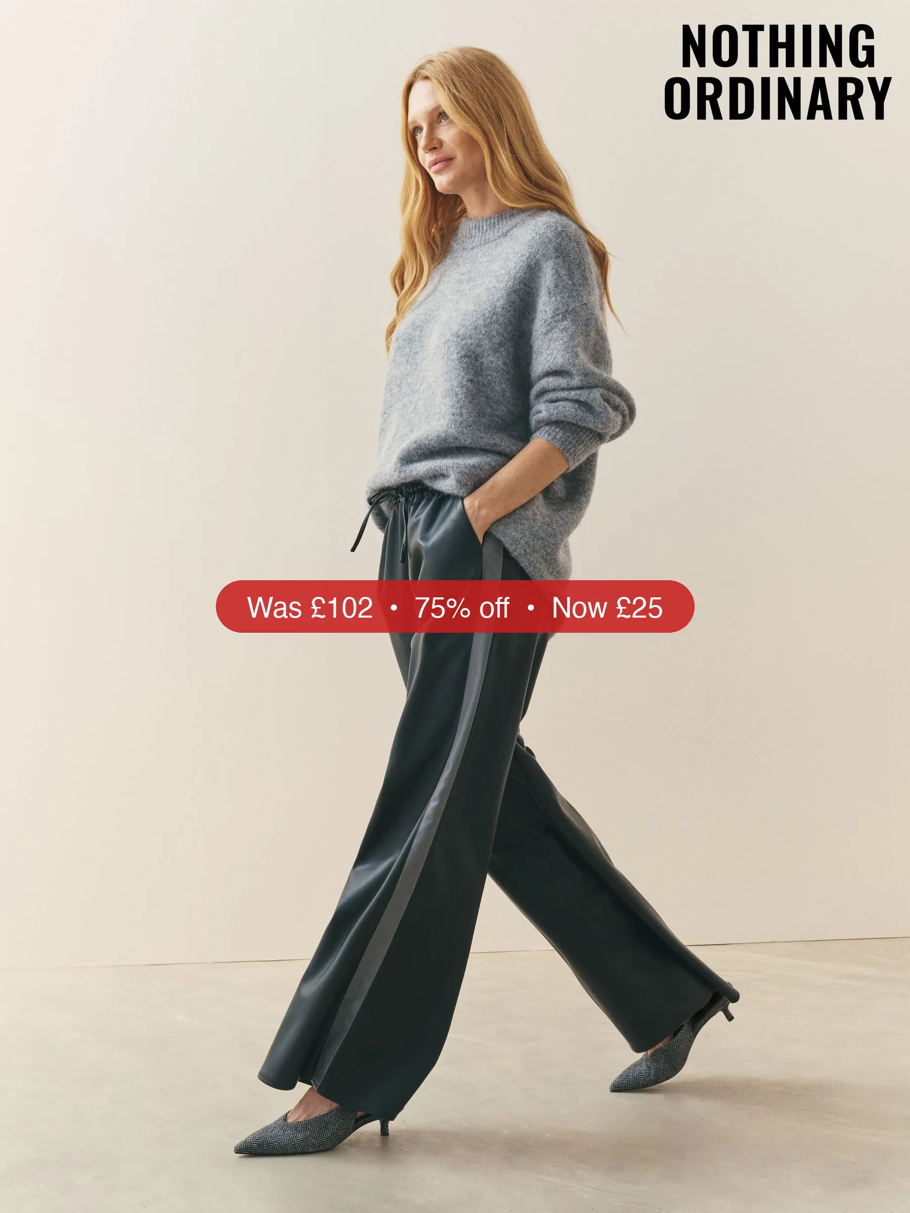 Next Nothing Ordinary Black Faux Leather Side Stripe Trousers - 75% Off