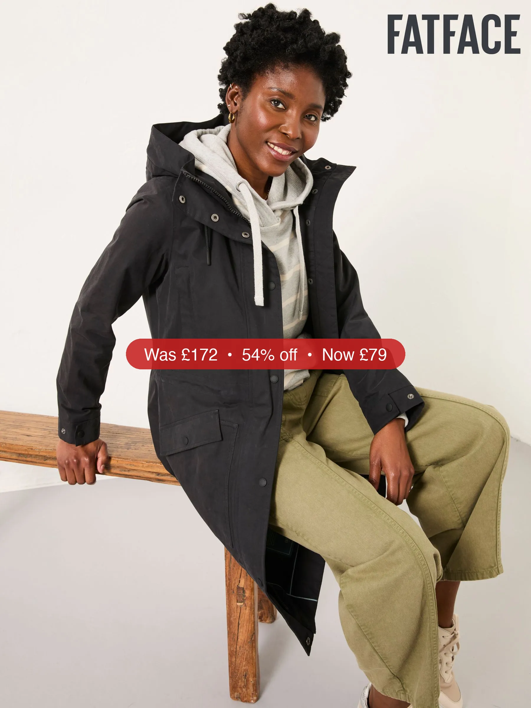 Next FatFace Taylor Black Waterproof Coat - 54% Off