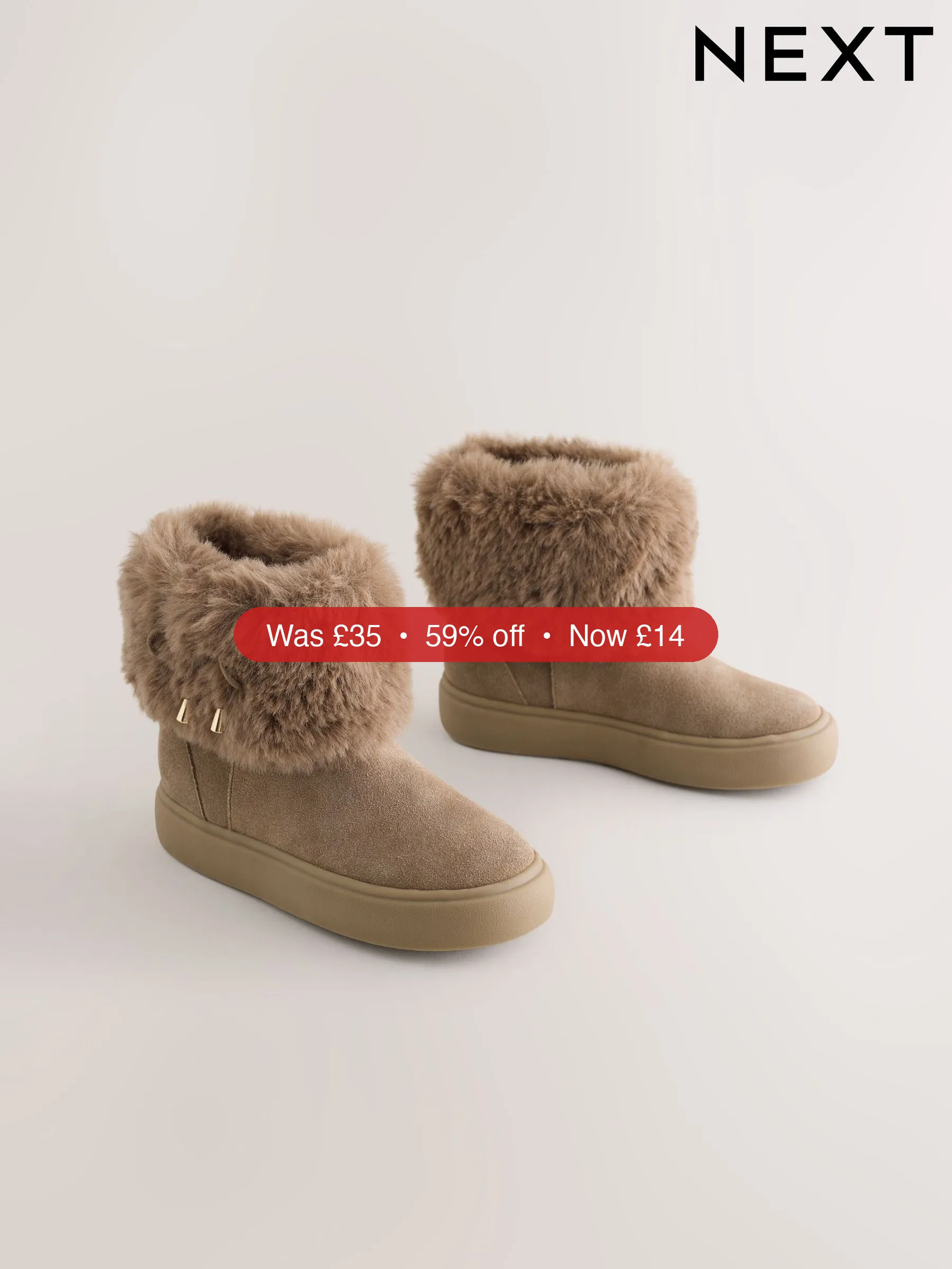 Next Tan Brown Water Repellent Suede Boots - 59% Off