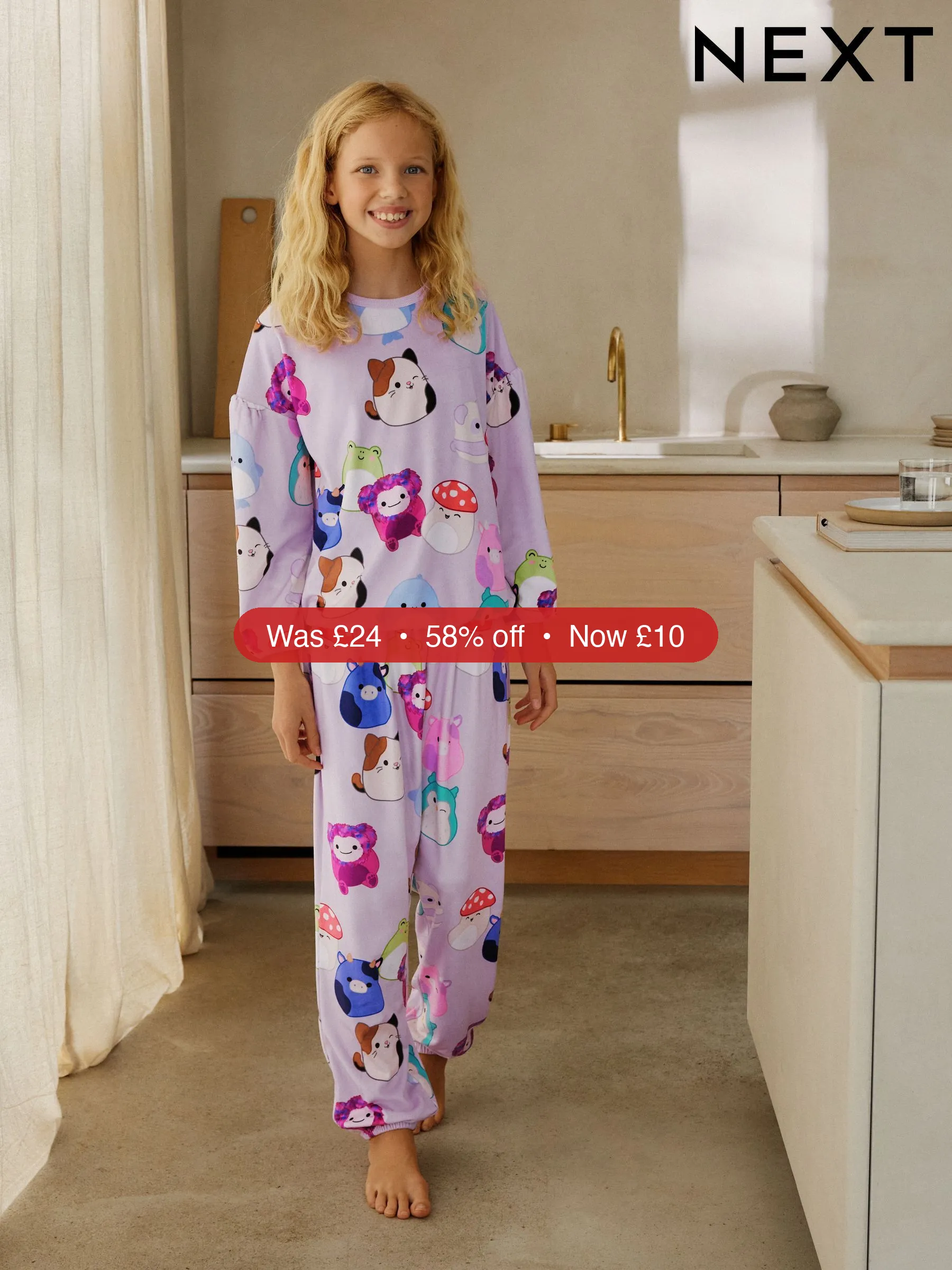 Next Lilac Purple Squishmallows Cosy Fleece Pyjamas (5-14yrs) - 58% Off