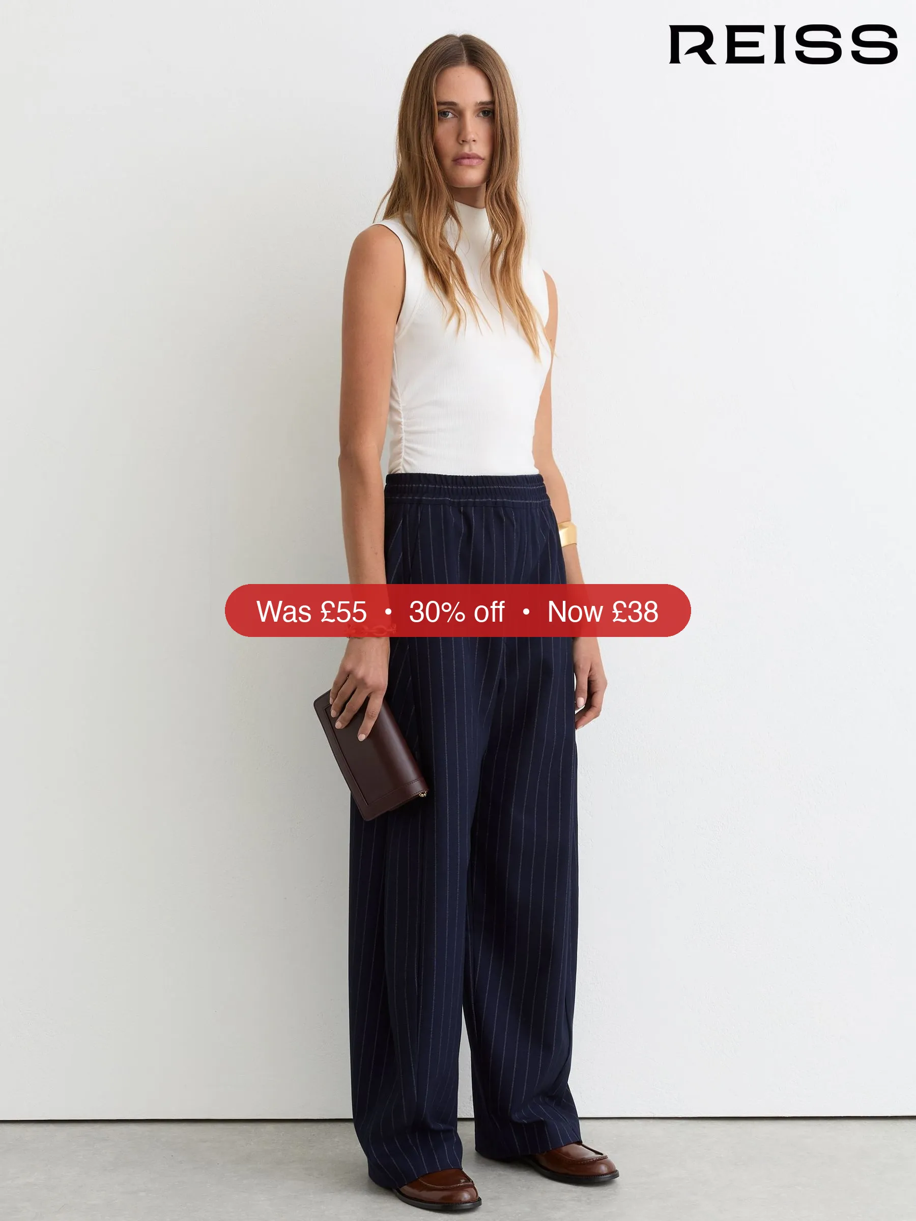 Next Reiss White Simone Stretch-Cotton High-Neck Vest - 30% Off