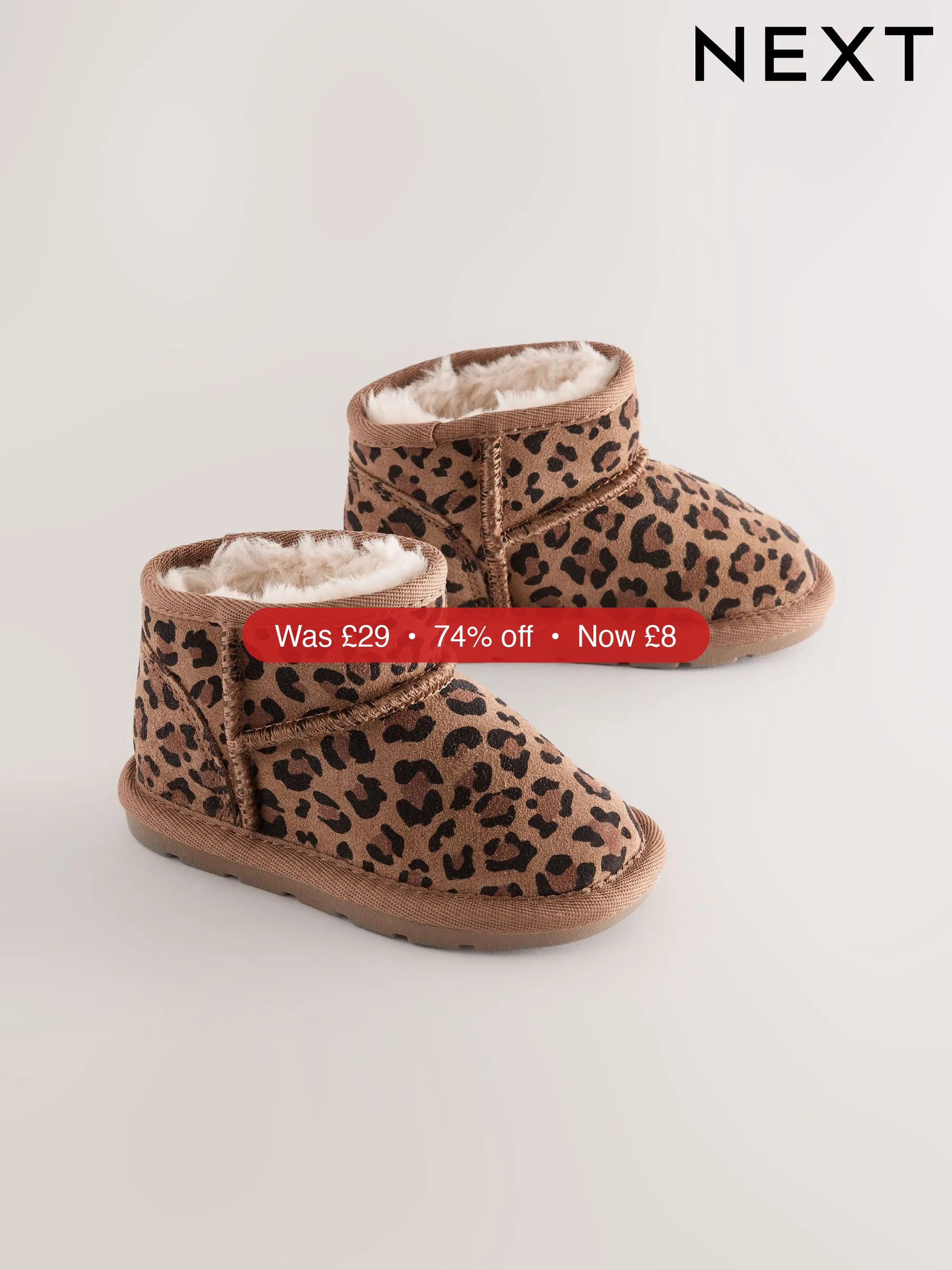 Next Leopard Water Repellent Standard Fit (F) Suede Pull On Boots - 74% Off