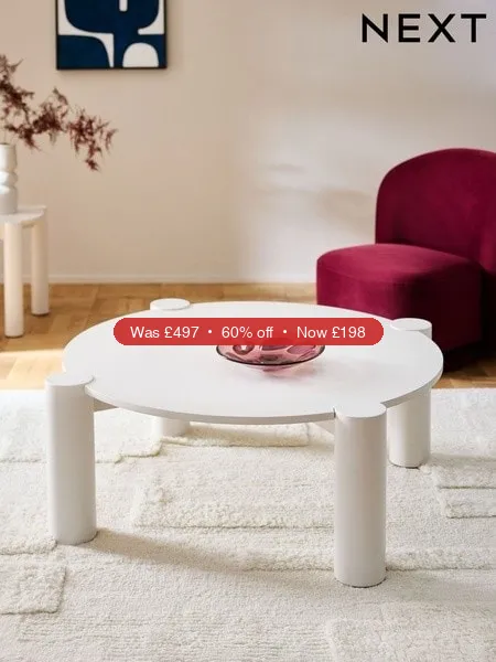 Next White Tube Leg Wood Veneer Coffee Table - 60% Off