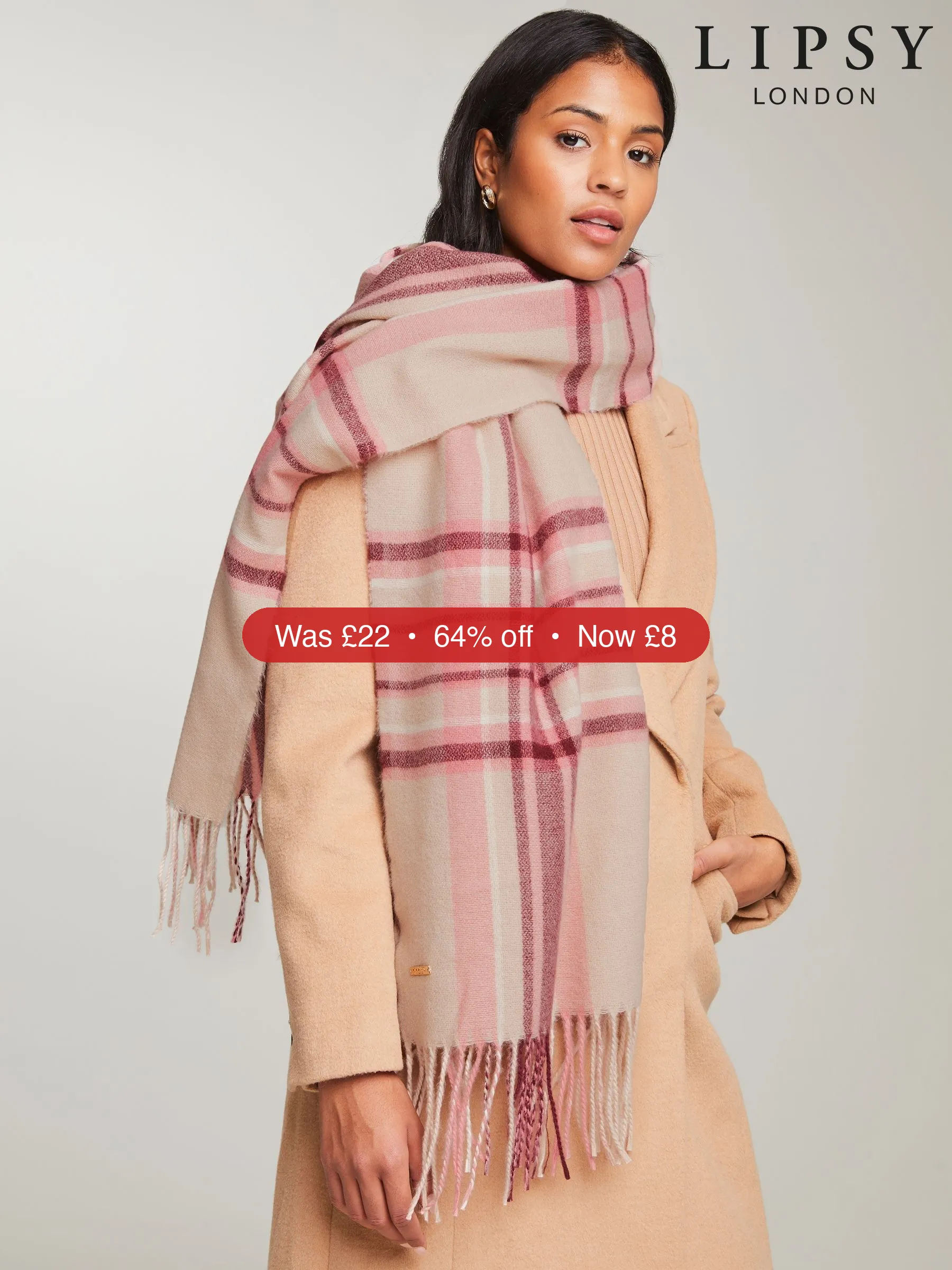 Next Lipsy Pink Super Soft Midweight Printed Scarf - 64% Off