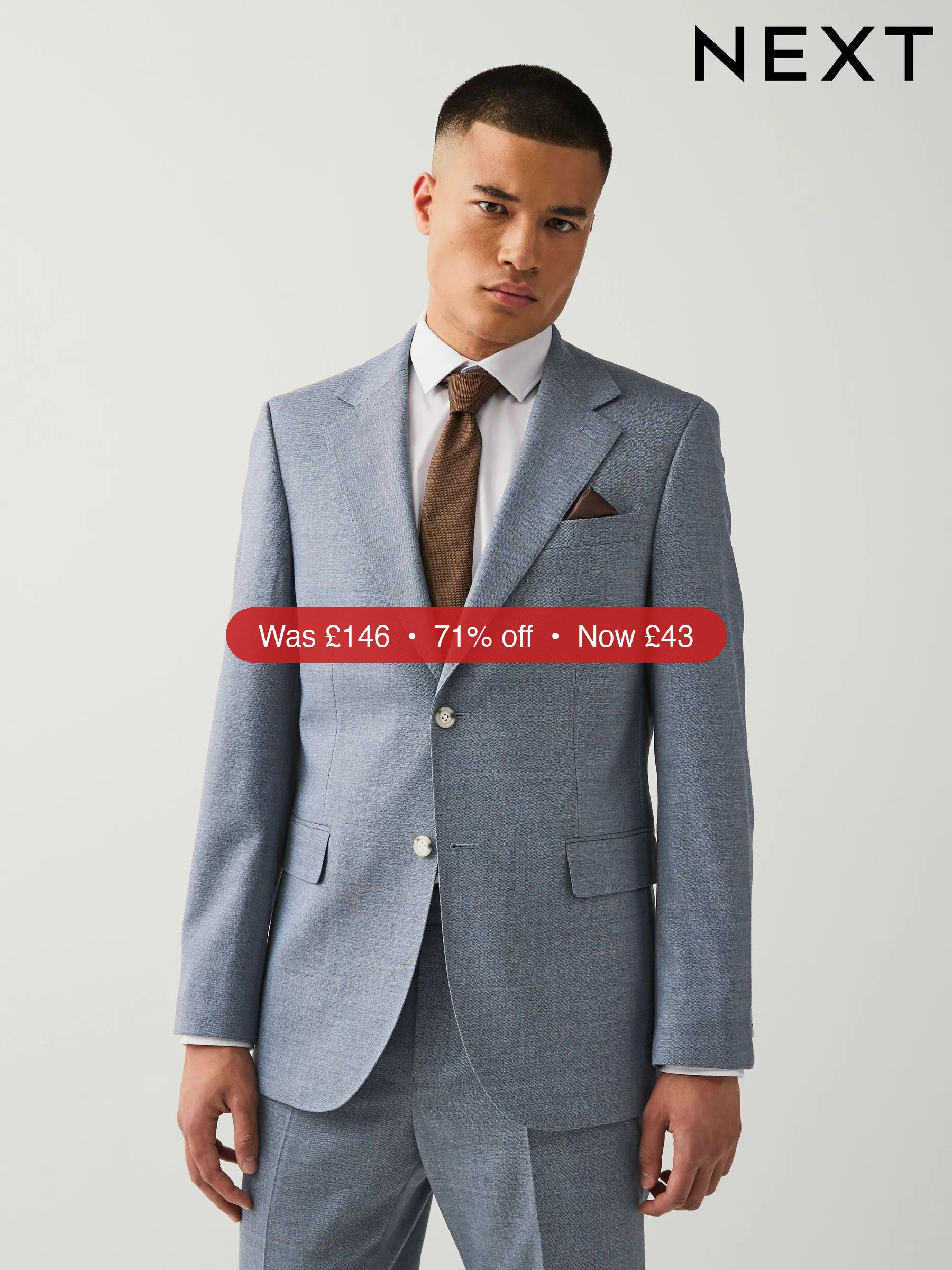 Next Blue Tailored Fit Textured Suit Jacket - 71% Off